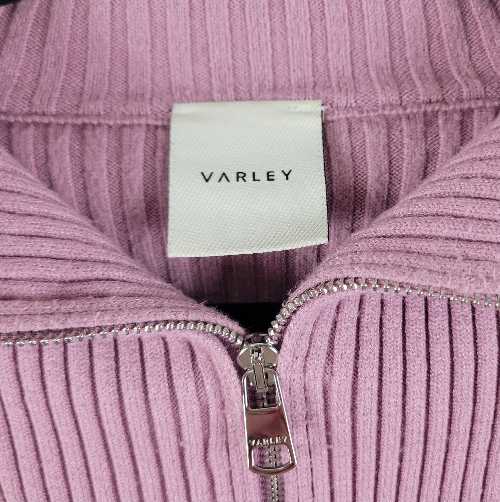 Varley Reid Half Zip Smokey Grape Rib Knit Pullover Sweater Top - Picture 7 of 12